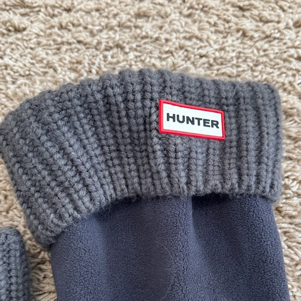 Hunter Charcoal Fleece Cardigan Stitch Tall Boot Liner Socks Womens sz  L (8-10)